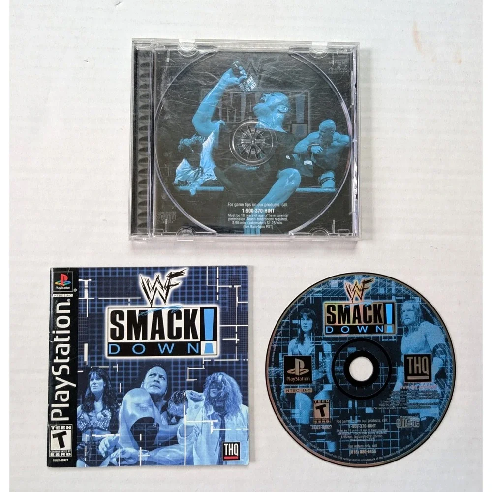 WWF SmackDown Complete Black Label Sony PlayStation 1 CIB 2000